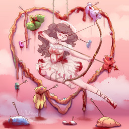 :3 abuse alternative_fashion ambiguous_gender animal_abuse arrow_(weapon) blood blood_from_wound blood_on_clothing bodily_fluids bow_(weapon) clothing corpse cross_section cupid's_arrow death dress dying exposed_muscle eyeball eyes_closed female female_human feral footwear genocide gore grotesque_death group guts halo holding_bow_(weapon) holding_object holding_ranged_weapon holding_weapon holidays impalement intestines j-fashion killing lolita_(fashion) neonate organs pain pained_expression ranged_weapon sandals shoes smile solo_focus suffering suspension torture uwu weapon white_clothing white_dress wounded young young_ambiguous young_feral laponkisuwu fluffy_pony valentine's_day luka_(laponkisuwu) fluffy_pony_(species) human mammal 1:1 2025 digital_media_(artwork) hi_res