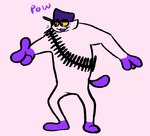 ammo_belt anthro dialogue featureless_crotch finger_gun fur gesture hand_gesture male open_mouth open_smile purple_body purple_fur simple_background smile solo standing text whiskers white_body white_fur yellow_sclera octoguy team_fortress_2 valve heavy_(team_fortress_2) kafreak felid feline mammal english_text meme