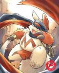 asian_clothing clothed clothing east_asian_clothing fundoshi japanese_clothing kemono looking_at_viewer male overweight overweight_male scarf slightly_chubby solo topless underwear popon_papeon ぽぽんパペオン nintendo pokemon prince_of_persia ubisoft zangoose_day generation_3_pokemon pokemon_(species) zangoose hi_res