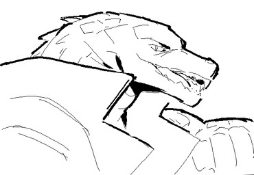 ambiguous_gender anthro clothing head_ridge looking_at_viewer open_mouth open_smile pupils scales side_view simple_background slit_pupils smile snout solo teeth tongue_showing topwear white_background kingarthur_i tyrak_(kingarthur_i) crocodilian reptile scalie 2024 aliasing binary_drawing black_and_white digital_drawing_(artwork) digital_media_(artwork) line_art monochrome male_(lore)