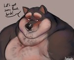 anthro black_body black_fur chubby_cheeks dialogue double_chin fur looking_at_viewer male obese obese_anthro obese_male overweight overweight_anthro overweight_male smile solo talking_to_viewer text karrnade canid canine canis domestic_dog mammal shiba_inu spitz english_text hi_res