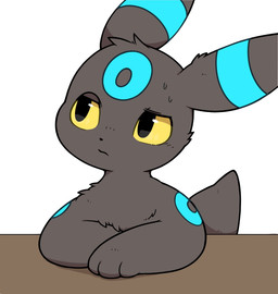 ambiguous_gender bioluminescence blue_body bodily_fluids feral fur glowing grey_body grey_fur looking_aside paws simple_background solo sweat sweatdrop tail white_background yellow_eyes inukami_hikari nintendo pokemon eeveelution generation_2_pokemon pokemon_(species) shiny_pokemon umbreon 2025 digital_media_(artwork) hi_res reaction_image