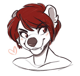 ambiguous_gender anthro blush hair heart_symbol smile solo teeth redpixie red_(redpixie) bear mammal polar_bear ursine restricted_palette sketch