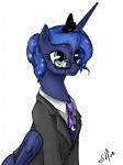 blue_body blue_eyes blue_feathers blue_hair clothing crown eyewear feathered_wings feathers female feral glasses hair headgear horn simple_background solo suit white_background wings silfoe friendship_is_magic hasbro my_little_pony mythology princess_luna_(mlp) equid equine mammal mythological_creature mythological_equine winged_unicorn 2014 hi_res