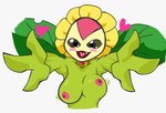 big_breasts blush bouncing_breasts breasts curvy_figure cute_fangs fangs female flower jewelry looking_at_viewer nipples nude plant simple_background solo sunflower teeth anonymous_artist bandai_namco digimon pogchamp digimon_(species) elemental_creature elemental_humanoid flora_fauna humanoid plant_humanoid sunflowmon digital_drawing_(artwork) digital_media_(artwork) meme