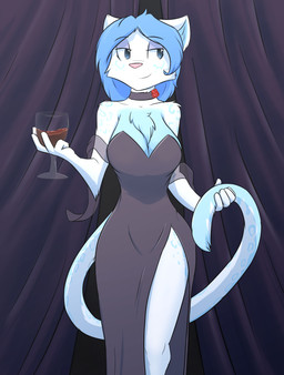 2017 angelica_(ashkelling) anthro blue_eyes blue_hair breasts cat chest_tuft choker cleavage clothed clothing digital_media_(artwork) dress feline female fur hair holding_object infinitedge2u mammal panther pink_nose smile smirk solo tuft white_fur wide_hips wine_glass

Rating: Safe
Score: 25
User: Millcore
Date: October 23, 2017