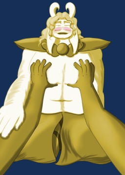 anthro armor blush body_hair breast_grab breast_play breasts chest_hair clothed clothing crown delta_rune_(emblem) duo hair hand_on_breast happy_trail headgear horn male male/male open_mouth partially_clothed symbol pulim-v deltarune undertale_(series) asgore_dreemurr rudolph_holiday boss_monster_(undertale) bovid caprine mammal absurd_res alpha_channel digital_drawing_(artwork) digital_media_(artwork) hi_res monochrome shaded