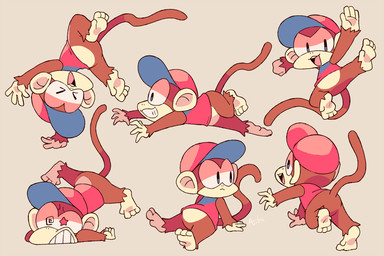 4_fingers barefoot bottomless clothed clothing feet fingers fur hat headgear headwear male prehensile_feet solo toes toony ajuka donkey_kong_(series) nintendo diddy_kong haplorhine mammal monkey primate 2019 3:2