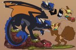 anthro anus balls blue_body blue_eyes blue_fur blue_hair blue_mane blue_penis brown_body brown_fur butt claws duo feral food fur genitals grass green_eyes hair horn male male/male mane meat membrane_(anatomy) membranous_wings penis penis_tip perineum pink_anus plant size_difference white_claws wings cocodrops_(artist) mythology dragon mammal mythological_creature mythological_scalie rodent scalie sciurid tree_squirrel 3:2