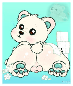 backsack balls blue_background blue_pawpads blush butt claws genitals heart_symbol looking_at_viewer male pawpads paws penis simple_background solo toilet_paper young bananapop belux_bear bear mammal polar_bear ursine hi_res