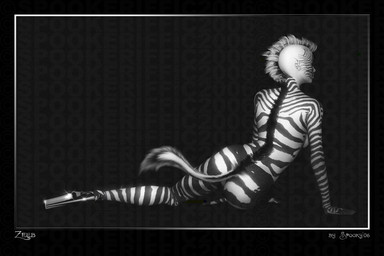 4_fingers anthro back_mane bent_arm bent_leg black_border border breasts butt clothing copyright_symbol facial_markings female female_humanoid fingers footwear footwear_only glistening glistening_clothing glistening_footwear glistening_high_heels glistening_metal gradient_border grey_background grey_text hand_on_floor head_markings high_heels high_heels_only leaning leaning_sideways long_tail looking_offscreen lying mane markings metal mismatched_sexual_dimorphism mohawk mostly_nude mouth_closed nude nude_female nude_humanoid on_side rear_view shoes shoes_only simple_background slim small_waist solo striped_body striped_face stripes symbol tail text text_background thick_thighs thin_arms white_border white_text spookeriffic animal_humanoid equid equine human humanoid hybrid mammal zebra 2006 3d_(artwork) artist_name black_and_white character_name dated digital_media_(artwork) english_text monochrome unavailable_at_source widescreen