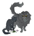 4_toes blue_eyes duo feet feral paws simple_background sitting standing toes white_background jeniak warriors_(book_series) cinderpelt_(warriors) yellowfang_(warriors) domestic_cat felid feline felis mammal 2021 digital_media_(artwork) flat_colors