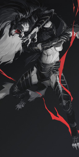 action_pose anthro armor biped black_background breastplate claws clothing digitigrade fangs finger_claws fur gauntlets gloves hair handwear headgear helmet holding_melee_weapon holding_object holding_sword holding_weapon male melee_weapon midriff navel pauldron pawpads pose simple_background solo sword teeth toe_claws weapon white_body white_fur white_hair yoshi.kaoru elden_ring fromsoftware maliketh_(elden_ring) canid canine canis mammal wolf 2022 absurd_res digital_media_(artwork) hi_res
