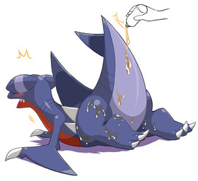 ambiguous_gender blue_body blue_skin blush bottle claws container disembodied_hand duo eyes_closed featureless_crotch feral fin open_mouth red_body red_skin simple_background solo_focus suggestive tail tapering_tail thick_tail white_background wide_crotch wkar mythology nintendo pokemon dragon gabite generation_4_pokemon mythological_creature mythological_scalie pokemon_(species) scalie