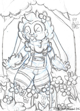 anthro clothing facial_tuft flower flower_on_head forest forest_background freckles legwear male neck_tuft overalls plant short_overalls solo speckle_freckles thick_thighs thigh_highs tree tuft wide_hips coelhoposa_(artist) romeo_(coelhoposa) canid canine fennec_fox fox hybrid lagomorph leporid mammal rabbit true_fox hi_res