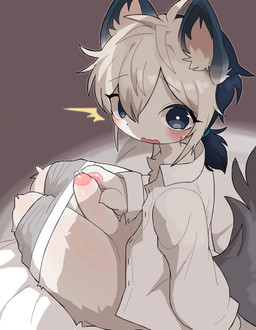 anthro biped black_hair blush caught_in_the_act caught_masturbating chest_tuft clothed clothed_anthro clothed_male clothing first_person_view foreskin fur fur_tuft genitals glans grey_body grey_fur hair handpaw high-angle_view humanoid_genitalia humanoid_penis looking_at_viewer male male_anthro masturbation multicolored_body multicolored_fur multicolored_hair offscreen_character open_clothing open_shirt open_topwear pantsless pantsless_anthro pantsless_male partially_clothed partially_retracted_foreskin paws penile penile_masturbation penis shirt silhouette slim slim_anthro slim_male solo surprised topwear tuft two_tone_body two_tone_fur two_tone_hair underwear underwear_down white_body white_fur white_hair wide_eyed aellaellae canid canine mammal 2025 absurd_res digital_drawing_(artwork) digital_media_(artwork) hi_res shaded soft_shading