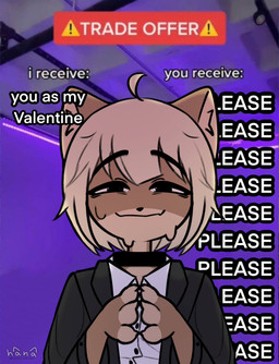 anthro bodily_fluids clothing collar collared_shirt dress_shirt female hands_together looking_at_viewer nervous shirt solo sweat text tired_eyes topwear dogfailureowo trade_offer hana_(dogfailureowo) canid canine canis domestic_dog mammal english_text hi_res meme