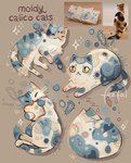 ambiguous_gender eyes_closed feral group mold_(fungus) text feefal calico_cat domestic_cat felid feline felis mammal 2024 digital_drawing_(artwork) digital_media_(artwork) english_text hi_res reference_image tagme