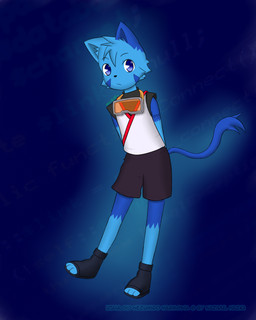 anthro blue_body blue_fur clothed clothing fur looking_at_viewer male shirt simple_background solo t-shirt text topwear white_clothing white_shirt white_t-shirt white_topwear young young_anthro young_male hazumazu haziq_(hazumazu) domestic_cat felid feline felis mammal 2015 artist_name