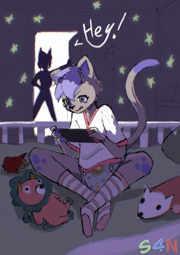 ageplay ambiguous_gender anthro blue_body blue_fur caught clean_diaper clothed clothing controller diaper duo female fur game_controller gaming grey_body grey_fur holding_nintendo_switch legwear little_kings_(diaper) night nintendo_controller plushie roleplay shirt sitting thigh_highs topwear wearing_diaper wetness_indicator s4n abuniverse little_kings nintendo nintendo_switch domestic_cat felid feline felis mammal hi_res