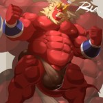 2_horns abs clothing horn male nipples pecs red_body red_skin solo underwear reclamon gardie_(otukimi) demon humanoid 1:1 hi_res