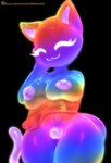 anthro big_breasts breasts female female_anthro genitals innie_pussy nipples nude pussy short_stack solo sparklefur thick_thighs wide_hips sadflowerhappy teacrabb rainbow_(sadflowerhappy) domestic_cat felid feline felis mammal 2022 artist_collaboration colorful_theme hi_res