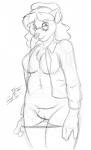 anthro bottomless breasts clothed clothing eyewear female genitals glasses panties panties_down partially_clothed pussy solo underwear underwear_down undressing os lizzie_yates bear mammal 2014 hi_res monochrome sketch