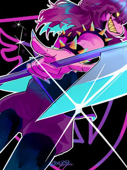 anthro armband axe bottomwear clothed clothing female footwear hair pants smile solo spiked_armband spikes topwear xoxoymym_(artist) deltarune undertale_(series) susie_(deltarune) mammal reptile scalie 2018 3:4 digital_media_(artwork)