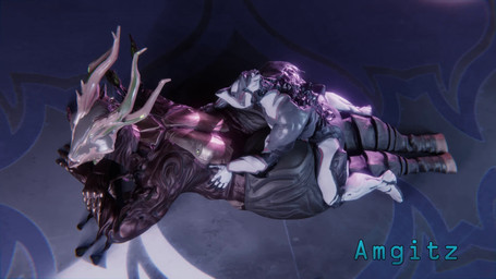 ambiguous_gender antlers big_butt butt doggystyle from_behind_position hooves horn larger_sub lying male not_furry on_front sex size_difference submissive thick_thighs vulpframe_(basedvulpine) amgitz digital_extremes tencent warframe excalibur_(warframe) oberon_(warframe) alien cervine deer humanoid mammal tenno warframe_(species) animated hi_res short_playtime video