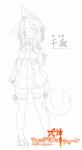 asian_clothing breasts clothing east_asian_clothing female japanese_clothing kemono school_uniform solo text uniform huluba domestic_cat felid feline felis mammal hi_res japanese_text monochrome translated