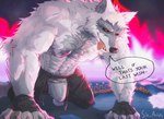 abs all_fours anthro biceps bulge claws clothing fingerless_gloves fire fire_background fur gloves grey_body grey_fur handwear looking_at_viewer male muscular muscular_anthro muscular_male nipples pecs pubes red_eyes solo speech_bubble text tongue tongue_out underwear white_body white_fur sir_arion dreamworks puss_in_boots_(franchise) death_(puss_in_boots) canid canine canis mammal wolf 2023 absurd_res digital_media_(artwork) english_text hi_res