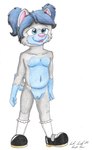 anthro blue_body blue_eyes blue_fur blue_hair casual_nudity clothing female flat_chested footwear footwear_only fur genitals grey_body grey_fur hair humanoid_genitalia humanoid_pussy loli mostly_nude navel nude pussy shoes shoes_only socks solo standing young young_anthro young_female silversimba01 canid canine canis domestic_dog husky mammal nordic_sled_dog siberian_husky spitz absurd_res hi_res