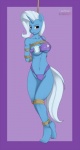 2012 anthro anthrofied bdsm blue_body blue_fur bondage bound breasts cape clothing digital_media_(artwork) equid equine female friendship_is_magic fur gem hair hasbro hi_res horn kloudmutt looking_at_viewer mammal my_little_pony mythological_creature mythological_equine mythology navel purple_eyes rope solo star submissive submissive_female trixie_(mlp) unicorn white_hair