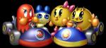 accessory black_eyes blue_eyes blush car female fur group hair_accessory hair_ribbon inside_car inside_vehicle kart male not_furry red_body red_skin ribbons vehicle yellow_body yellow_fur yellow_skin bigdaddydowney bandai_namco pac-man_(series) tamagotchi blinky_(pac-man) ms._pac-man pac-man ghost mametchi pac-person pac-worlder spirit waddling_head alpha_channel hi_res