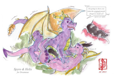 adolescent all_fours anal animal_genitalia black_penis bodily_fluids claws cum cum_in_ass cum_inside dominant duo feral from_behind_position genital_fluids genital_slit genital_slit_balls genitals helix_(fennec) horn internal knot lying male male/male mounting penis sex speech_bubble tail text tongue tongue_out video_game_reference wings young fennec_(artist) activision european_mythology mythology spyro_the_dragon the_legend_of_spyro spyro dragon mythological_creature mythological_scalie reptile scalie western_dragon english_text sketch