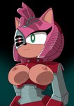 anthro bored breasts cybernetic_limb cybernetics exposure_variation female machine nipples solo atomictiki netflix sega sonic_prime sonic_the_hedgehog_(series) rusty_rose cyborg eulipotyphlan hedgehog mammal half-length_portrait hi_res portrait