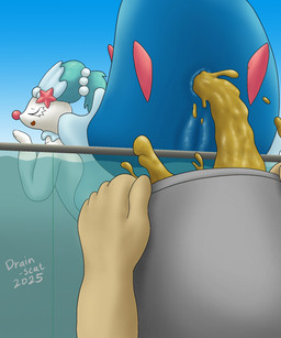 anus aquarium blue_body bucket container diarrhea eyelashes eyes_closed feces feces_in_ass female feral gem genitals green_hair hair holding_bucket holding_container holding_object multicolored_body open_mouth pearl_(gem) pooping shell solo starfish_(accessory) tied_hair two_tone_body vivarium vulva white_body drain_scat nintendo pokemon aquatic asterozoan echinoderm generation_7_pokemon pokemon_(species) primarina starfish 5:6 hi_res