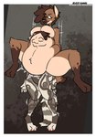 abdominal_bulge anal anal_vore anthro belly breasts collar duo ear_piercing ear_ring female fur male male/female male_prey mohawk multiple_piercings piercing ring_piercing vore zusie_vorare hyenid_(alber) hyena mammal murid murine rat rodent absurd_res hi_res