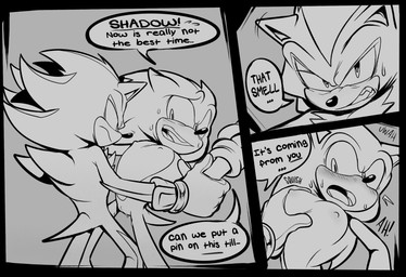 andromorph andromorph/male anthro arm_grab assertive_male blush bodily_fluids breast_grab breasts chest_grab dialogue duo hand_on_breast in_heat intersex intersex/male male nipples open_mouth open_smile smile snarling speech_bubble sweat tail text shaddycatz sega sonic_the_hedgehog_(series) shadow_the_hedgehog sonic_the_hedgehog eulipotyphlan hedgehog mammal 2023 comic digital_drawing_(artwork) digital_media_(artwork) english_text hi_res line_art monochrome