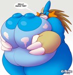 anthro areola belly big_belly big_breasts blue_areola blue_nipples breasts claws clothing costume female huge_breasts hyper hyper_breasts hyper_nipples nipples obese obese_female onesie overweight overweight_female simple_background solo thick_thighs white_background dedoarts nintendo pokemon sandpancake generation_1_pokemon generation_3_pokemon mudkip pokemon_(species) sandslash