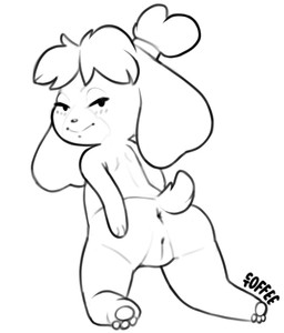 anthro anus butt female genitals kneeling pawpads presenting presenting_vulva solo vulva coffeetoffee animal_crossing nintendo isabelle_(animal_crossing) canid canine canis domestic_dog mammal hi_res source_request