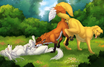 animal_genitalia animal_penis animal_vulva anus ass_to_ass blush canine_genitalia canine_penis canine_vulva cunnilingus detailed_background entwined_tails erection female female_penetrated feral feral_on_feral feral_penetrated feral_penetrating feral_penetrating_feral forest fur genitals group group_sex knot knot_hanging knot_root knotted_penis knotting leg_markings male male/female male_penetrating male_penetrating_female markings oral penetration penile penile_penetration penis plant reverse_doggystyle sex socks_(marking) tail tail_coil threesome tongue tongue_out tree trio vaginal vaginal_knotting vaginal_penetration vulva white_body white_fur yellow_body yellow_fur nomuralok delilah_silkenfur thayla_goldpaw thefoxranger bird_dog canid canine canis domestic_dog fox golden_retriever hunting_dog mammal red_fox retriever saluki sighthound true_fox absurd_res hi_res