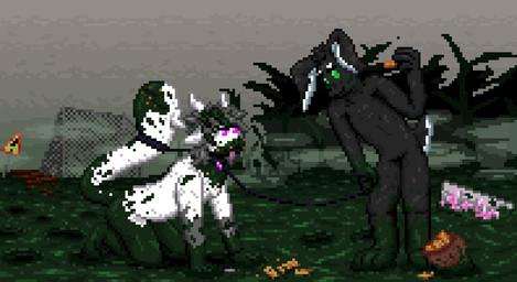 accessory anthro bdsm collar duo furgonomics leash leashed_collar male male/male mawtail mud multi_mouth pet_training petplay roleplay snack tail tail_accessory tail_collar tail_mouth training unusual_anatomy unusual_tail wearing_collar aromishedreamer aromdreamer shaddy lagomorph leporid mammal rabbit digital_media_(artwork) hi_res pixel_(artwork)