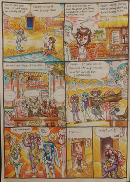 anthro biped clothing dialogue female group hair male one-piece_swimsuit speech_bubble swimwear tail text trio young young_anthro young_female young_male mariano chuck_(netreek) kevin_snowpaw lagomorph leporid mammal mouse murid murine rabbit rodent absurd_res comic english_text hi_res traditional_media_(artwork)