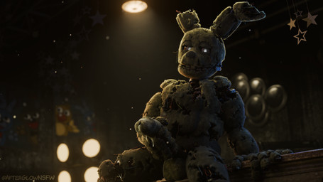 anthro genitals holding_penis machine male on_model penis solo stage afterglownsfw five_nights_at_freddy's five_nights_at_freddy's_3 scottgames springtrap_(fnaf) lagomorph leporid mammal rabbit robot 16:9 3d_(artwork) digital_media_(artwork) hi_res widescreen
