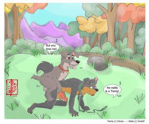 anal animal_genitalia animal_penis anthro anthro_on_feral anthro_penetrated balls bestiality bodily_fluids canine_genitalia canine_penis collar dialogue doggystyle duo eyewear feral feral_penetrating feral_penetrating_anthro from_behind_position genital_fluids genitals glasses grass leash male male/male mating_grip mounting on_grass on_ground penetration penis perching_position plant precum sex size_difference size_play small_top_big_bottom speech_bubble text fennec_(artist) disney lady_and_the_tramp tramp_(lady_and_the_tramp) canid canine canis domestic_dog mammal mixed_breed schnauzer wolf digital_media_(artwork) english_text
