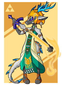 anthro blonde_hair clothing dress female hair master_sword melee_weapon solo sword tail weapon phunter15 mythology nintendo tears_of_the_kingdom the_legend_of_zelda light_dragon_(totk) princess_zelda dragon mythological_creature mythological_scalie scalie hi_res