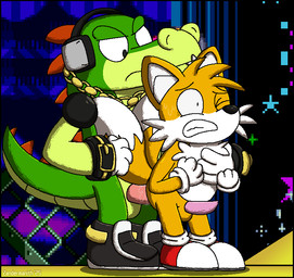 2_tails anthro anthro_on_anthro anthro_penetrated anthro_penetrating anthro_penetrating_anthro ball_size_difference balls black_clothing black_eyes black_footwear black_gloves black_handwear black_headphones black_shoes bodily_fluids breath chain_necklace clenched_teeth clothing duo footwear frown fur genital_fluids genitals gloves green_balls green_body green_scales handwear interspecies jewelry larger_anthro larger_male looking_down male male/male male_penetrated male_penetrating male_penetrating_male mostly_nude multi_tail necklace painful_penetration penetration penis penis_size_difference precum questionable_consent red_body red_clothing red_footwear red_scales red_shoes rough_sex scales sex shoes size_difference smaller_anthro smaller_male smaller_penetrated standing standing_sex sweat tail teeth thrusting tight_fit white_body white_clothing white_fur white_gloves white_handwear white_inner_ear wince yellow_body yellow_fur zandermanith sega sonic_the_hedgehog_(series) miles_prower vector_the_crocodile canid canine crocodile crocodilian fox mammal reptile scalie 2025 2d_animation animated animated_gif hi_res loop short_playtime