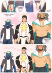 anthro black_hair group hair halo hand_holding humor male male/male muscular muscular_anthro muscular_male nipples pecs rejection text lisuchi lifewonders tokyo_afterschool_summoners arsalan_(tas) nyarlathotep_(tas) zabaniyya_(tas) angel felid human hyena lion mammal pantherine comic english_text hi_res