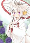 asian_clothing blush clothed clothing east_asian_clothing female hair japanese_clothing kimono parasol plant purple_eyes raining ring solo white_hair minato_yuu animal_humanoid canid canid_humanoid canine canine_humanoid fox_humanoid humanoid mammal mammal_humanoid 2020 hi_res